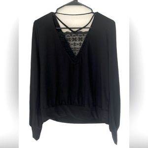 Beautiful Black Dressy Blouse Sz L